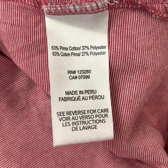 Travis Mathew Size L Golf Polo Shirt Red White Micro Stripe - Picture 4 of 5